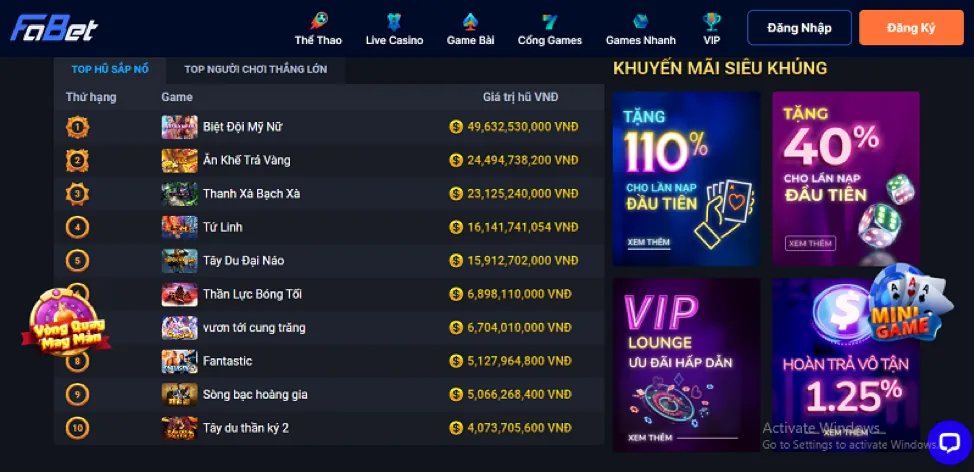 Hoàn trả cược thua e88 bet
